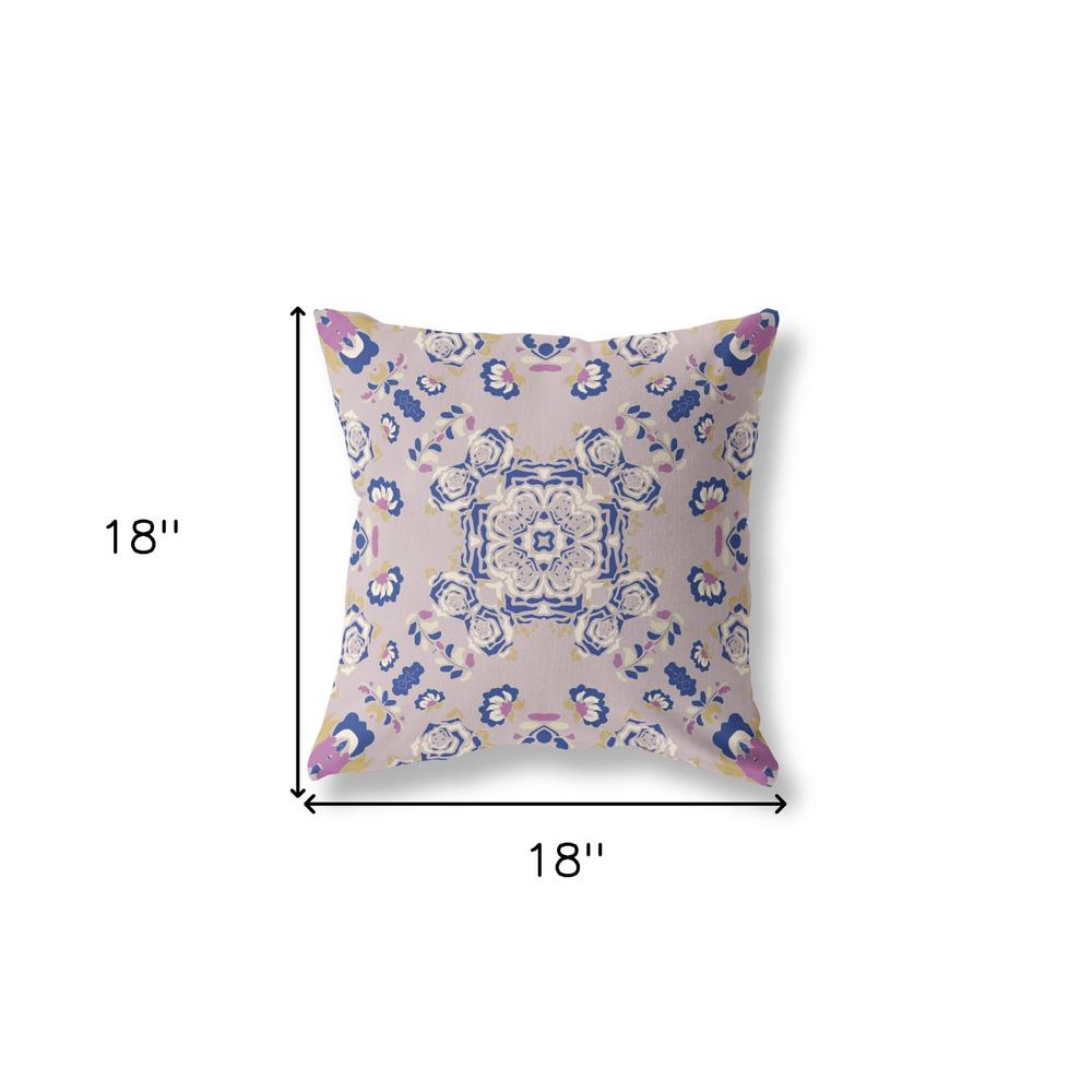 18” Lavender Blue Wreath Indoor Outdoor Zippered Throw Pillow. Picture 5