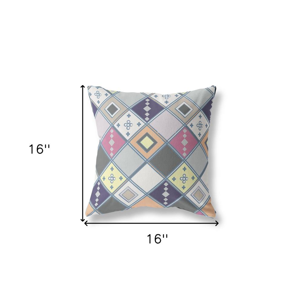 16” Beige Pink Tile Indoor Outdoor Zippered Throw Pillow. Picture 5