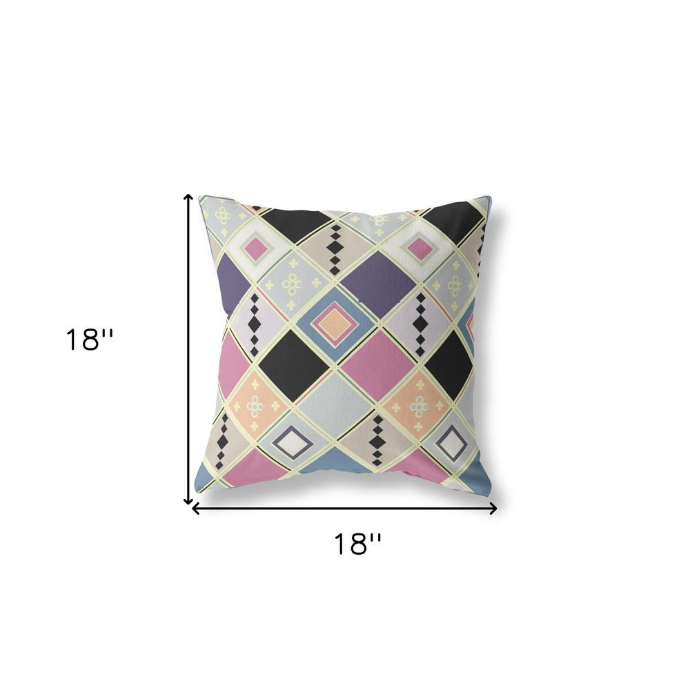 18” Pink Gold Tile Indoor Outdoor Zippered Throw Pillow. Picture 5