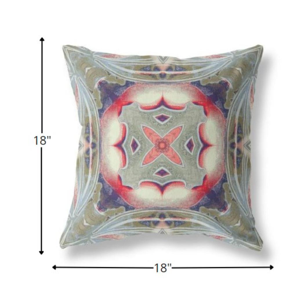 18” Sage Pink Geo Tribal Indoor Outdoor Throw Pillow. Picture 4
