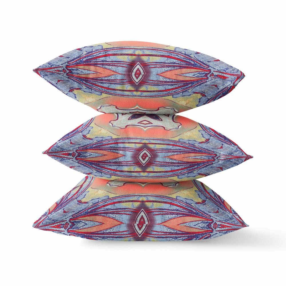 16” Purple Orange Geo Tribal Indoor Outdoor Throw Pillow. Picture 2