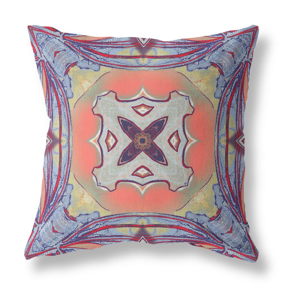 18” Purple Orange Geo Tribal Indoor Outdoor Throw Pillow. Picture 2