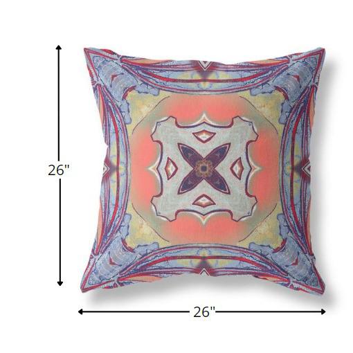 26” Purple Orange Geo Tribal Indoor Outdoor Throw Pillow. Picture 4