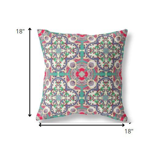 18" Gray Pink Cloverleaf Indoor Outdoor Throw Pillow. Picture 4