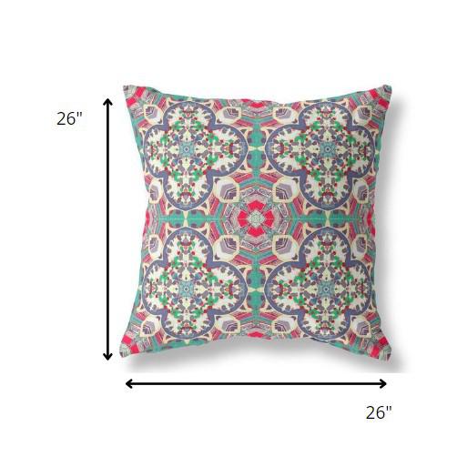 26" Gray Pink Cloverleaf Indoor Outdoor Throw Pillow. Picture 4
