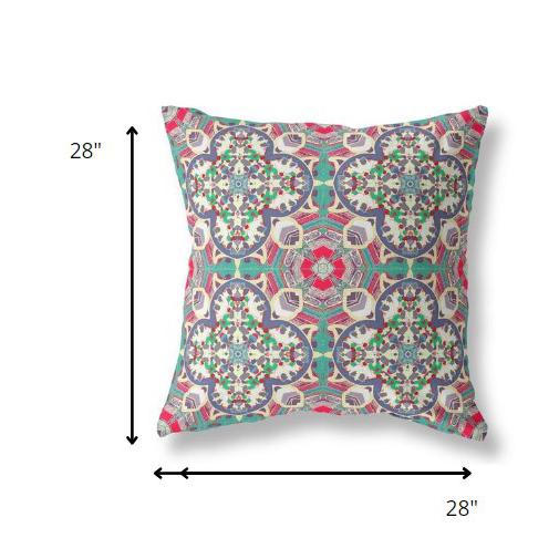28" Gray Pink Cloverleaf Indoor Outdoor Throw Pillow. Picture 4