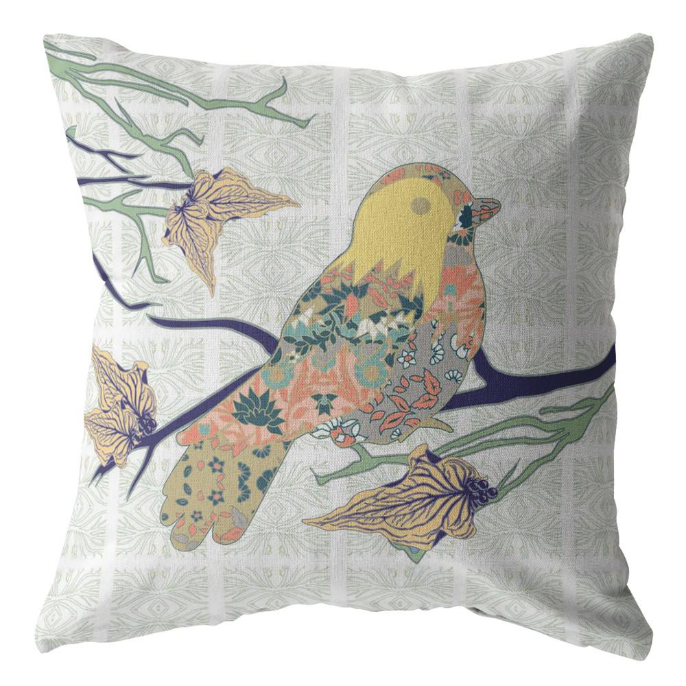 16" Light Green Sparrow Indoor Outdoor Throw Pillow. Picture 2