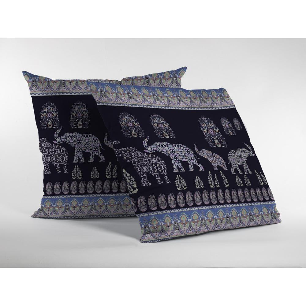 26” Purple Ornate Elephant Indoor Outdoor Throw Pillow. Picture 2