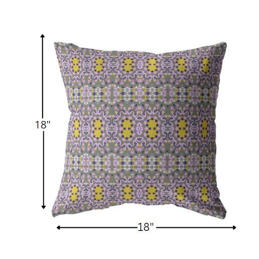 18” Purple Yellow Geofloral Indoor Outdoor Throw Pillow. Picture 5