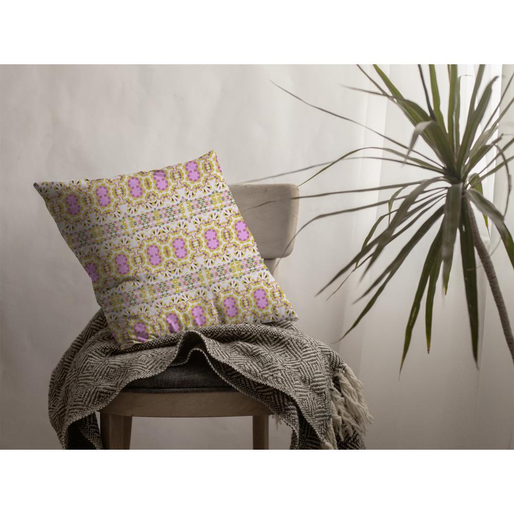 16” Yellow Lavender Geofloral Indoor Outdoor Throw Pillow. Picture 4