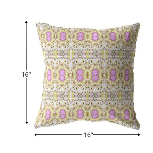 16” Yellow Lavender Geofloral Indoor Outdoor Throw Pillow. Picture 5