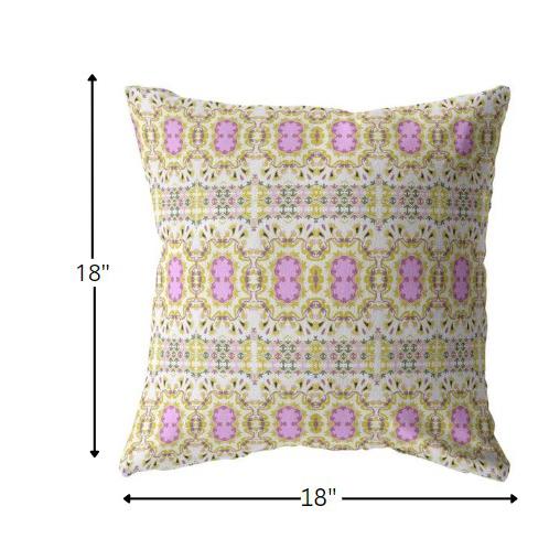 18” Yellow Lavender Geofloral Indoor Outdoor Throw Pillow. Picture 5