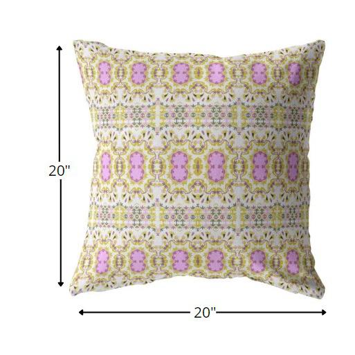20” Yellow Lavender Geofloral Indoor Outdoor Throw Pillow. Picture 5