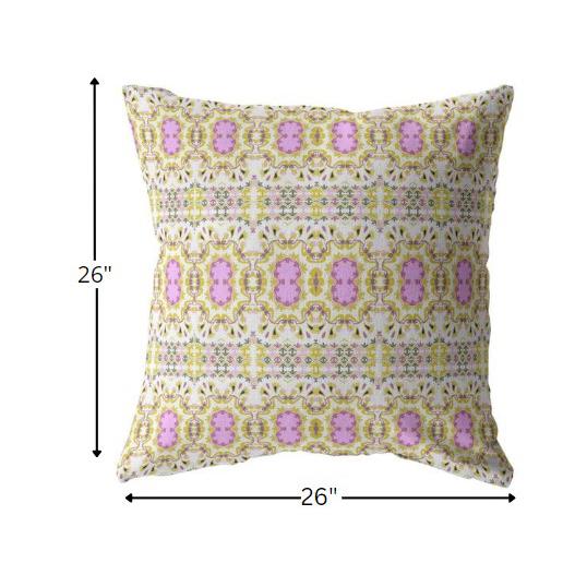 26” Yellow Lavender Geofloral Indoor Outdoor Throw Pillow. Picture 5