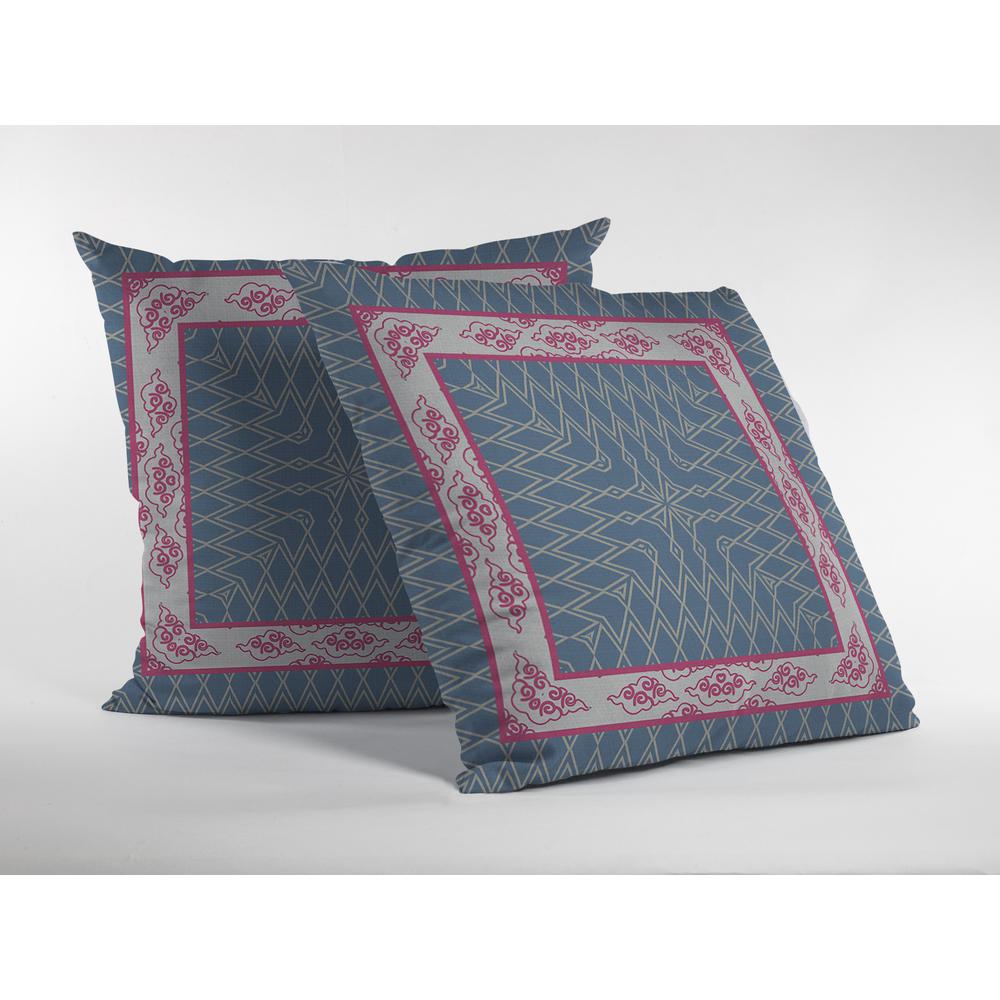 26"Pink Blue Nest Ornate Frame Indoor Outdoor Throw Pillow. Picture 2