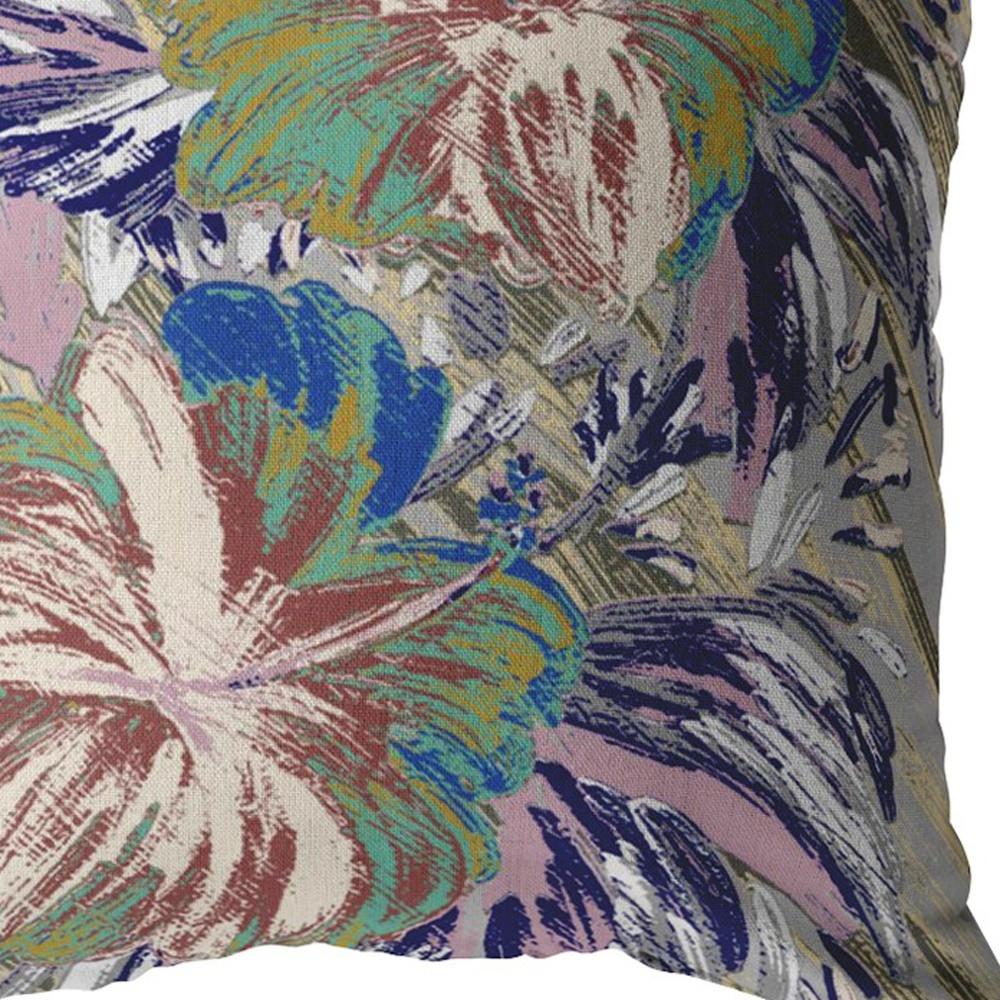 16” Lilac Green Hibiscus Indoor Outdoor Throw Pillow. Picture 5