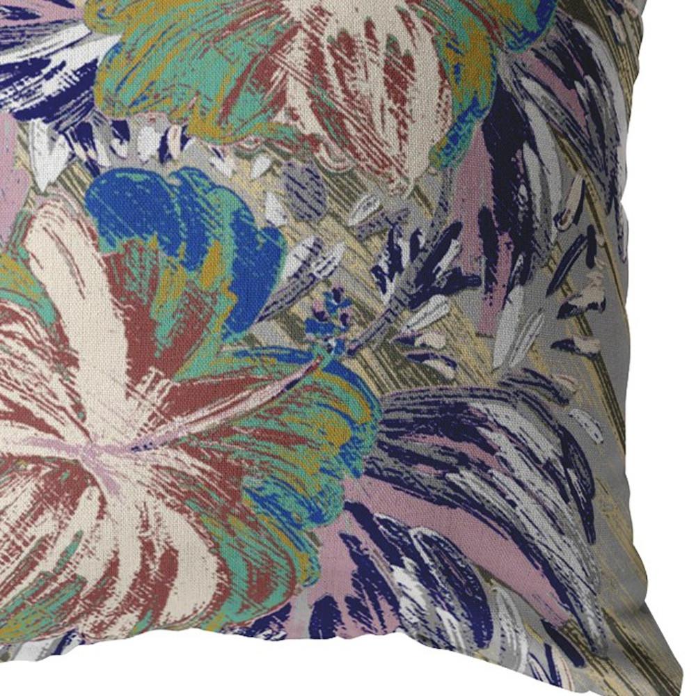 18” Lilac Green Hibiscus Indoor Outdoor Throw Pillow. Picture 3
