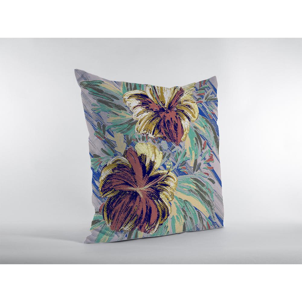 16” Terracotta Hibiscus Indoor Outdoor Throw Pillow. Picture 2