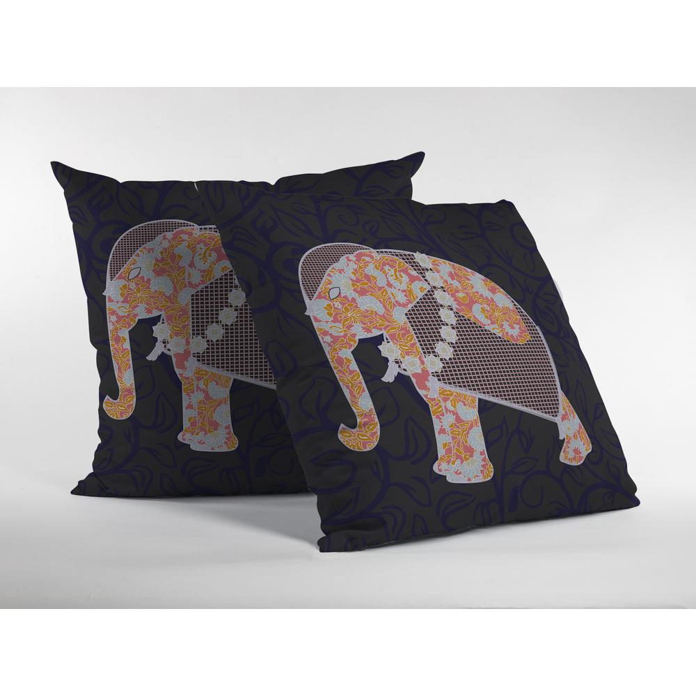 16” Orange Elephant Indoor Outdoor Throw Pillow. Picture 1