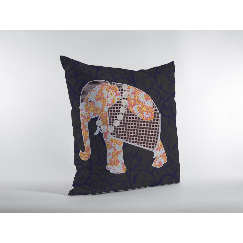 16” Orange Elephant Indoor Outdoor Throw Pillow. Picture 2