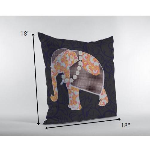 18” Orange Elephant Indoor Outdoor Throw Pillow. Picture 6
