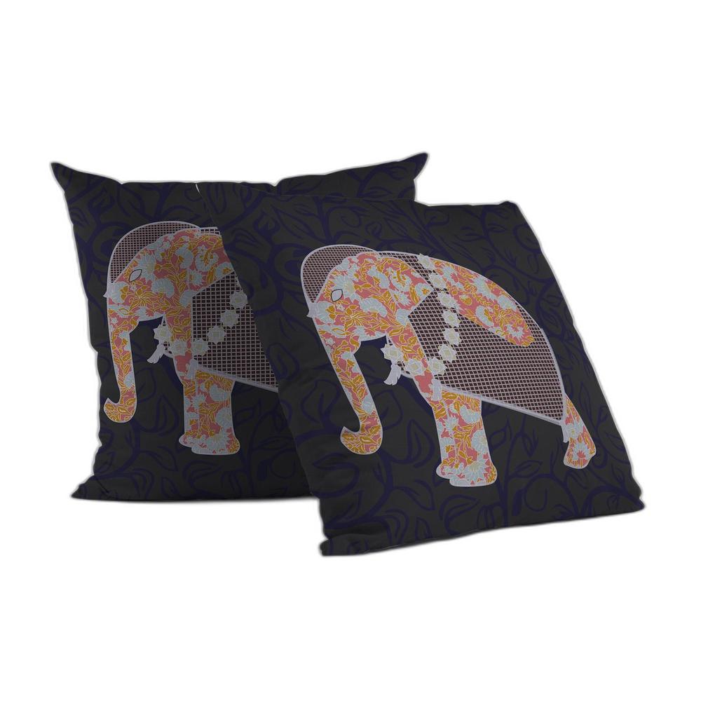 18” Orange Elephant Indoor Outdoor Throw Pillow. Picture 1