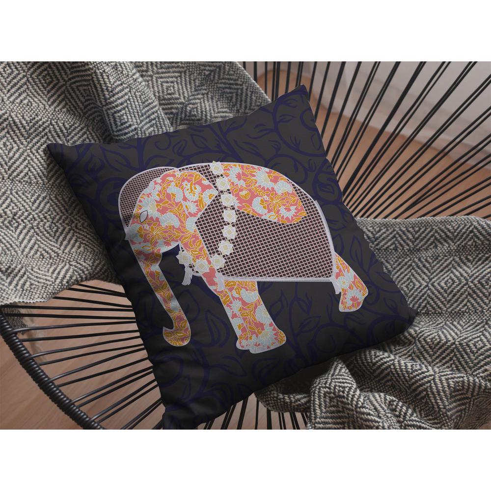 26” Orange Elephant Indoor Outdoor Throw Pillow. Picture 5