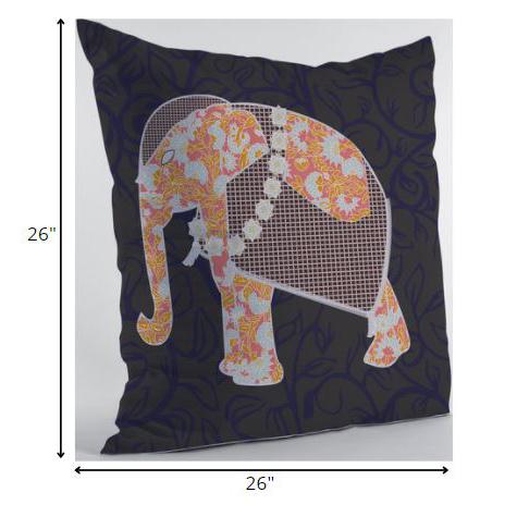 26” Orange Elephant Indoor Outdoor Throw Pillow. Picture 6