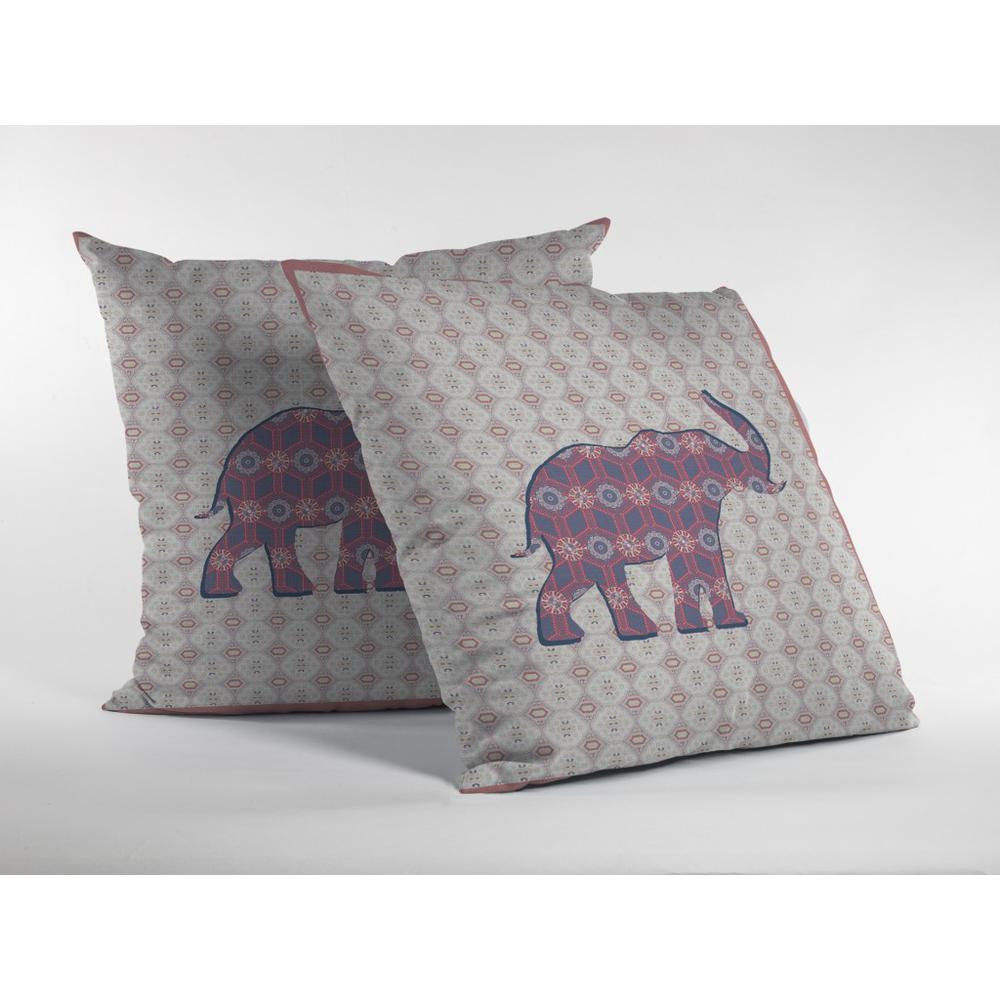 20" Magenta Elephant Indoor Outdoor Throw Pillow. Picture 2