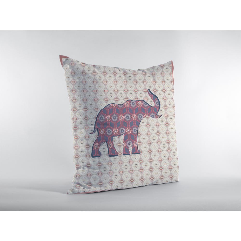 20" Magenta Elephant Indoor Outdoor Throw Pillow. Picture 3