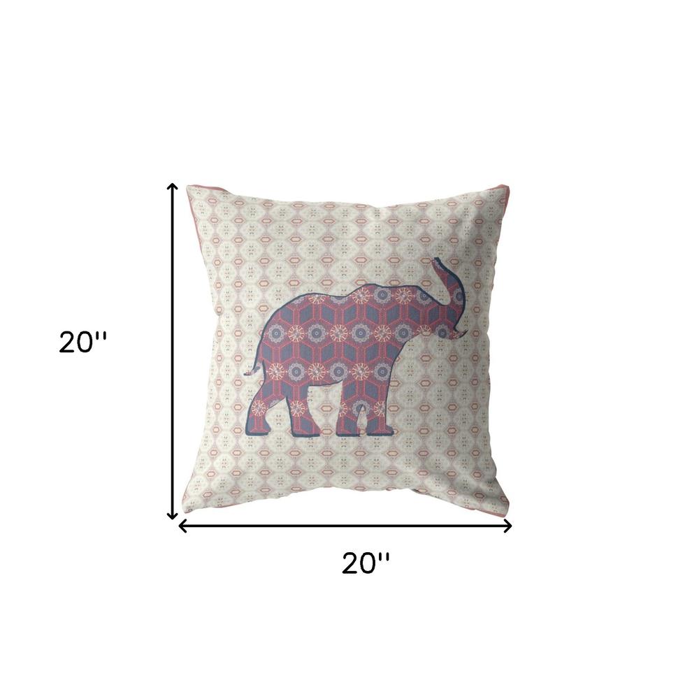 20" Magenta Elephant Indoor Outdoor Throw Pillow. Picture 5