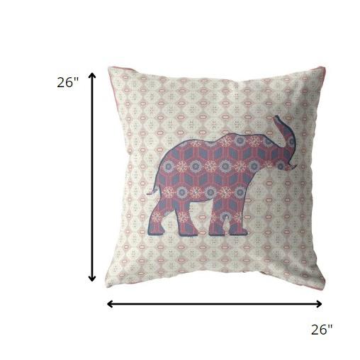 26" Magenta Elephant Indoor Outdoor Throw Pillow. Picture 5