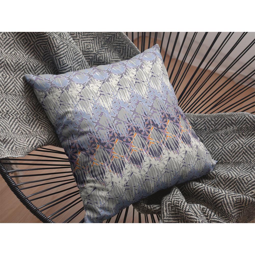 16” Blue Gray Hatch Indoor Outdoor Throw Pillow. Picture 4