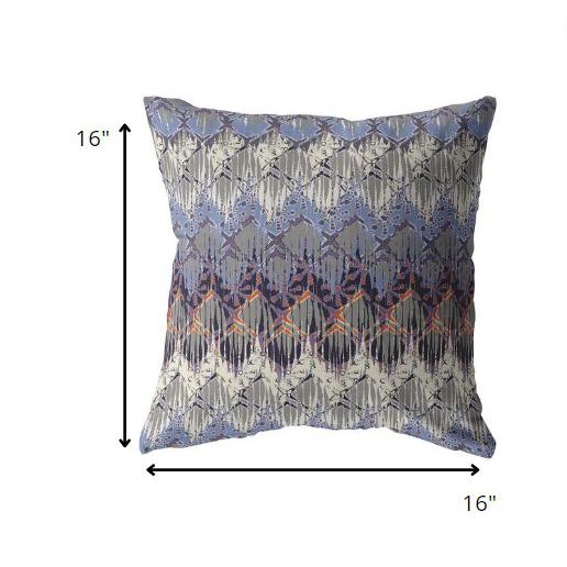 16” Blue Gray Hatch Indoor Outdoor Throw Pillow. Picture 5