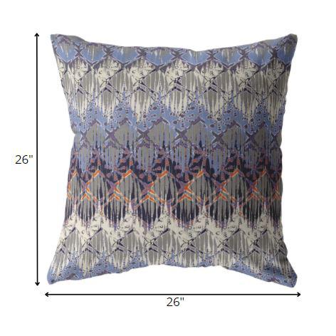 26” Blue Gray Hatch Indoor Outdoor Throw Pillow. Picture 5