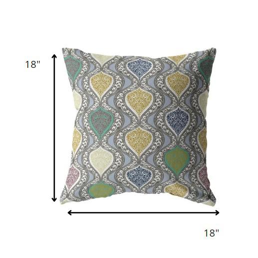 18” Gray Gold Ogee Indoor Outdoor Throw Pillow. Picture 4