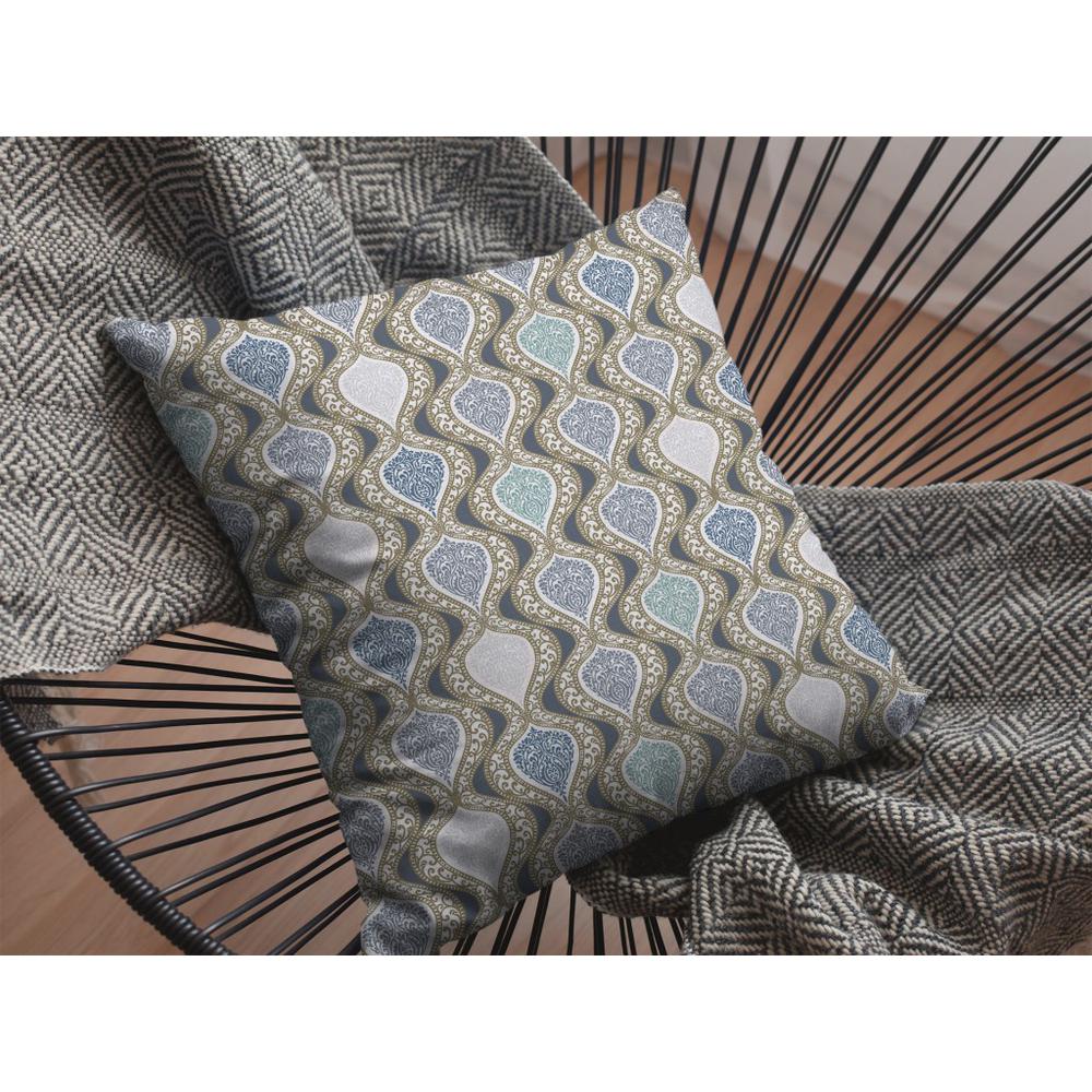 16” Gray Ogee Indoor Outdoor Throw Pillow. Picture 4