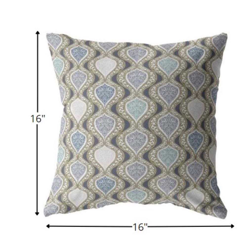 16” Gray Ogee Indoor Outdoor Throw Pillow. Picture 5