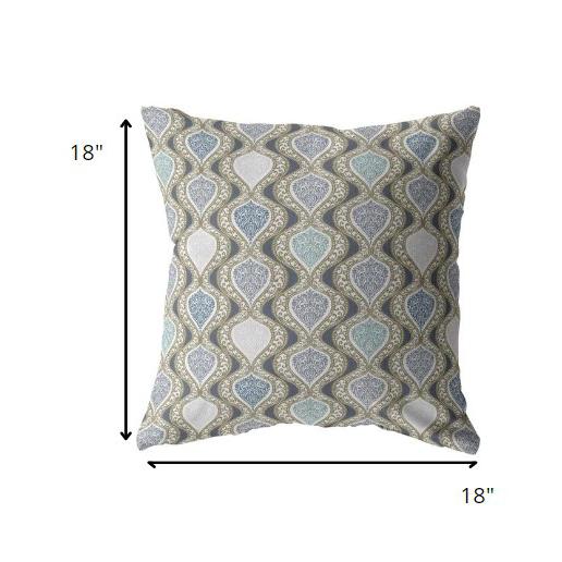 18” Gray Ogee Indoor Outdoor Throw Pillow. Picture 5
