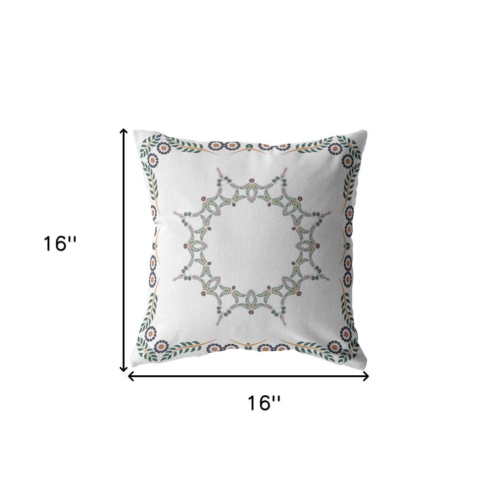 16" X 16" White Blown Seam Geometric Indoor Outdoor Throw Pillow. Picture 5