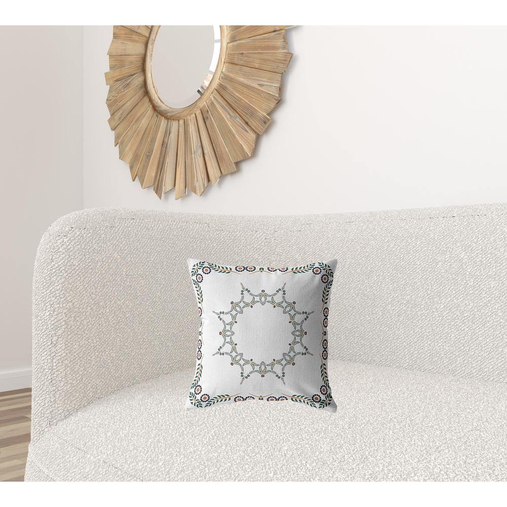 16" X 16" White Blown Seam Geometric Indoor Outdoor Throw Pillow. Picture 2