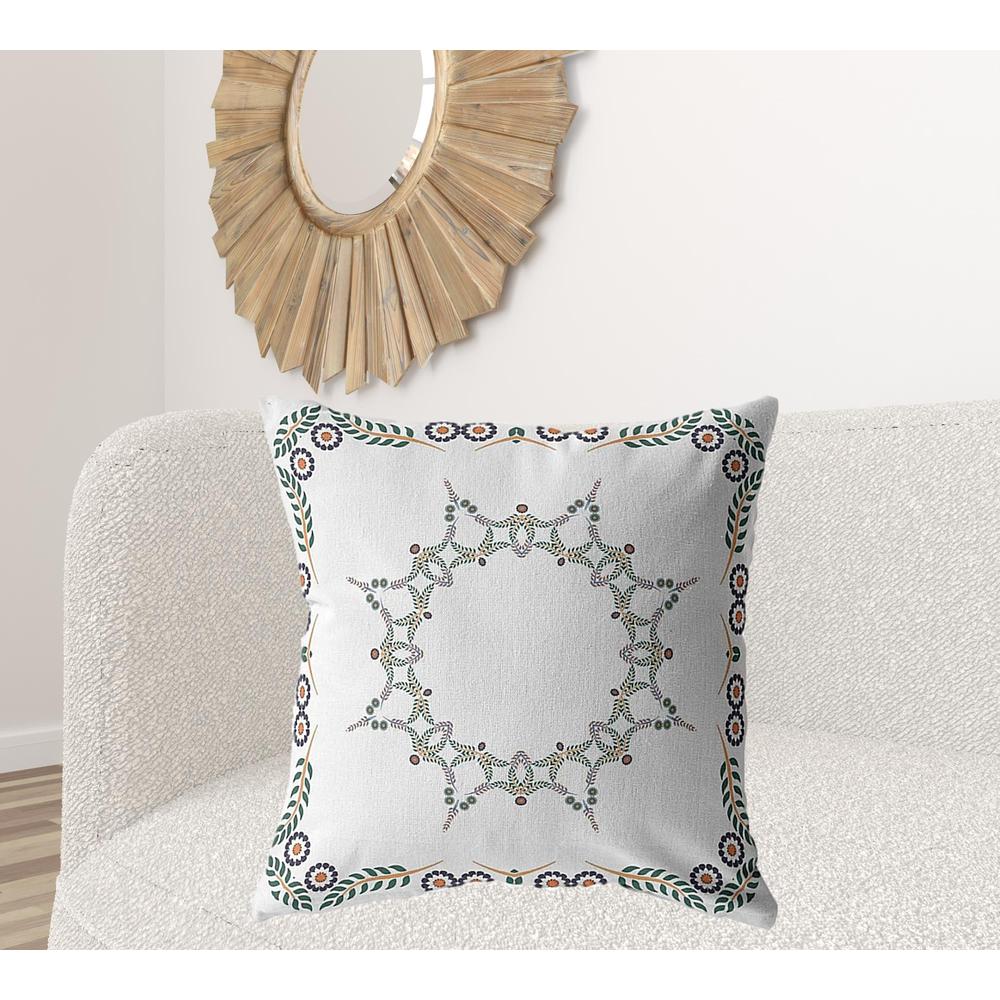 28" X 28" White Blown Seam Geometric Indoor Outdoor Throw Pillow. Picture 2