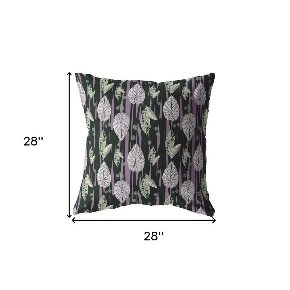 28” Black Purple Fall Leaves Indoor Outdoor Throw Pillow. Picture 5