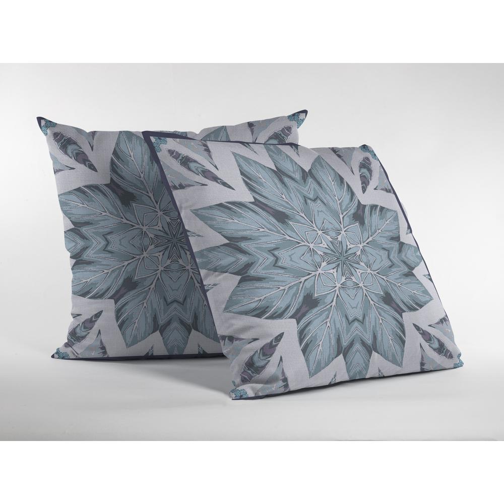 16" Blue Floral Forest Indoor Outdoor Throw Pillow. Picture 2