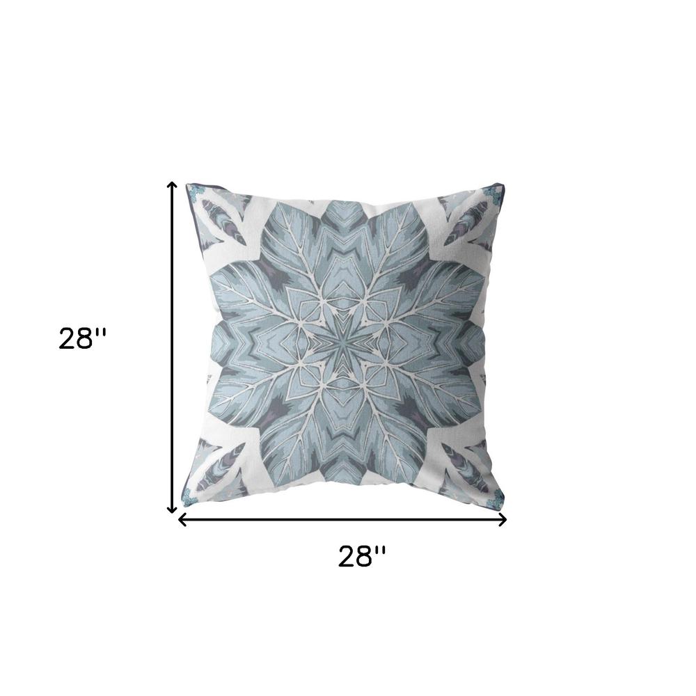 28" Blue Floral Forest Indoor Outdoor Throw Pillow. Picture 5