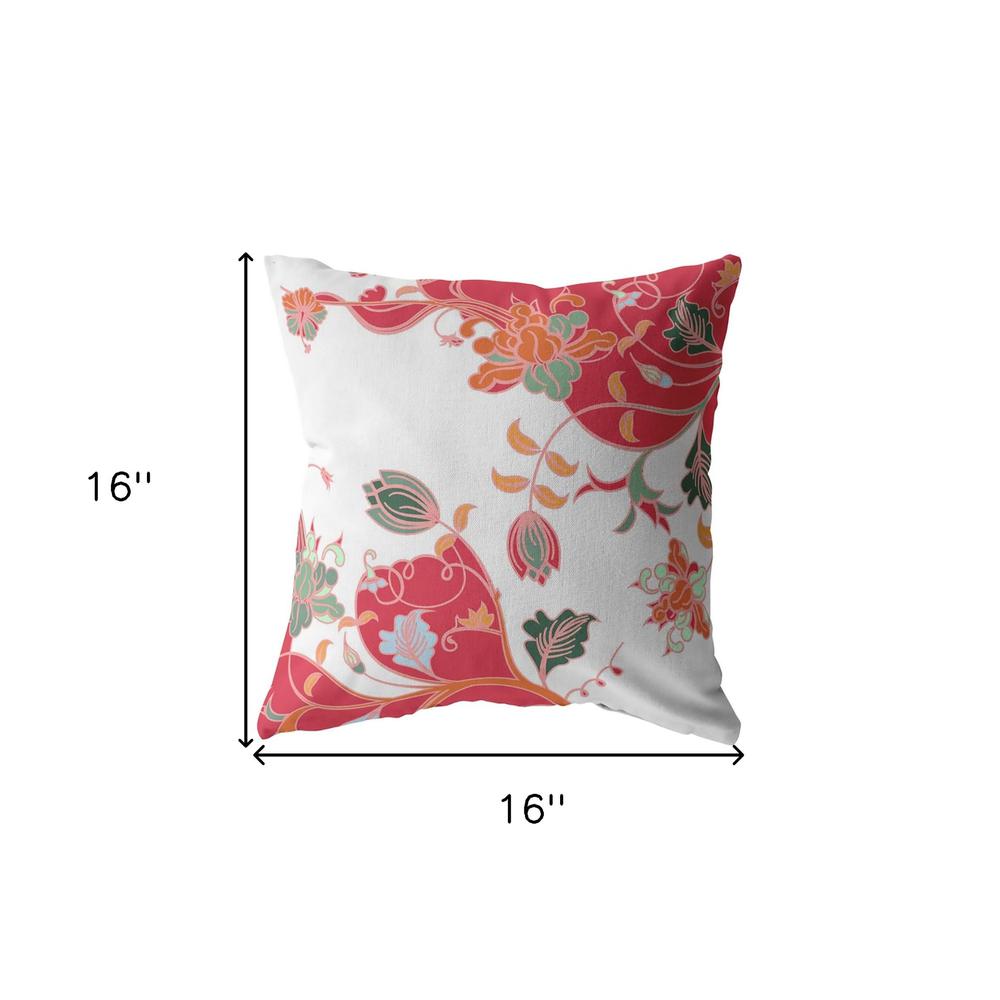 16" Red White Garden Indoor Outdoor Zippered Throw Pillow. Picture 5