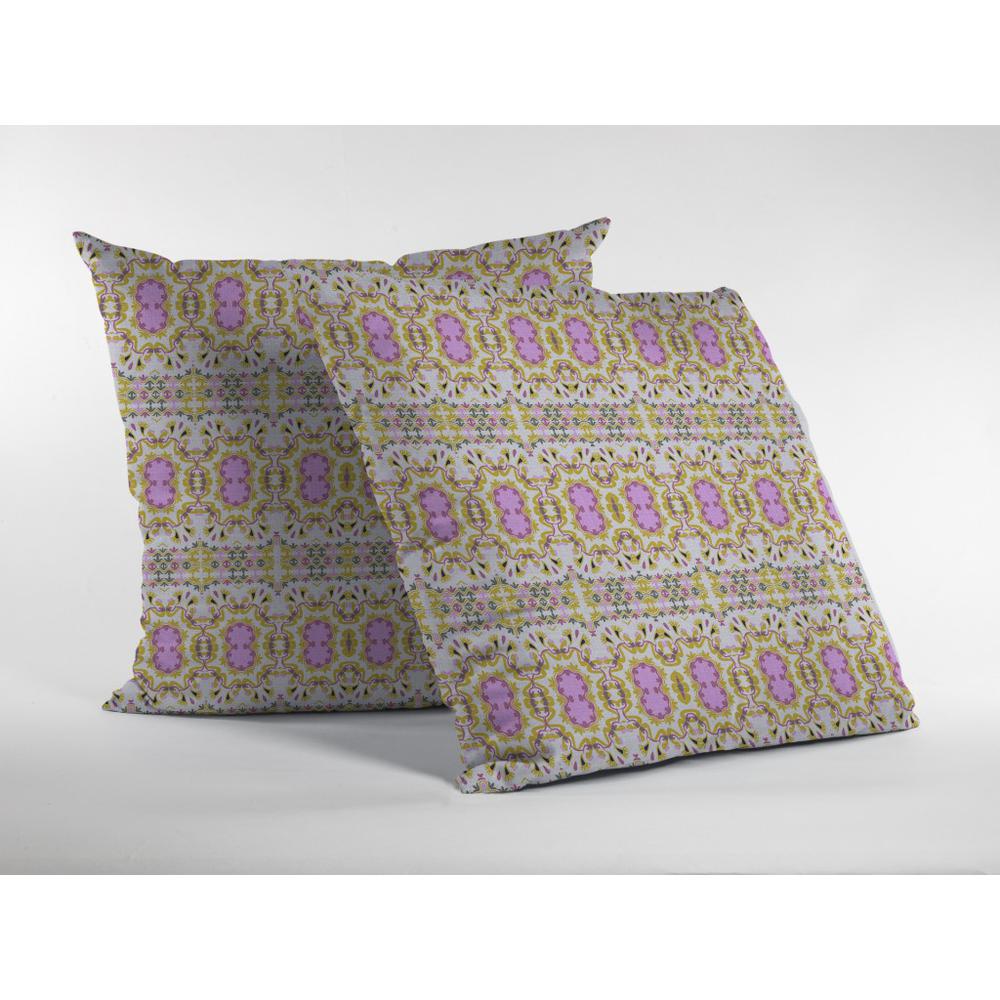 16” Yellow Lavender Geofloral Indoor Outdoor Zippered Throw Pillow. Picture 2