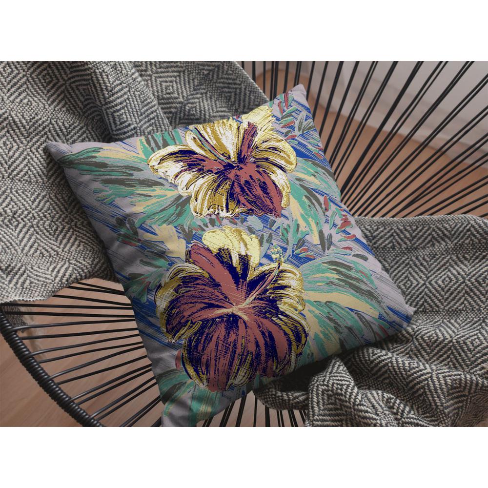 16” Terracotta Hibiscus Indoor Outdoor Zippered Throw Pillow. Picture 5