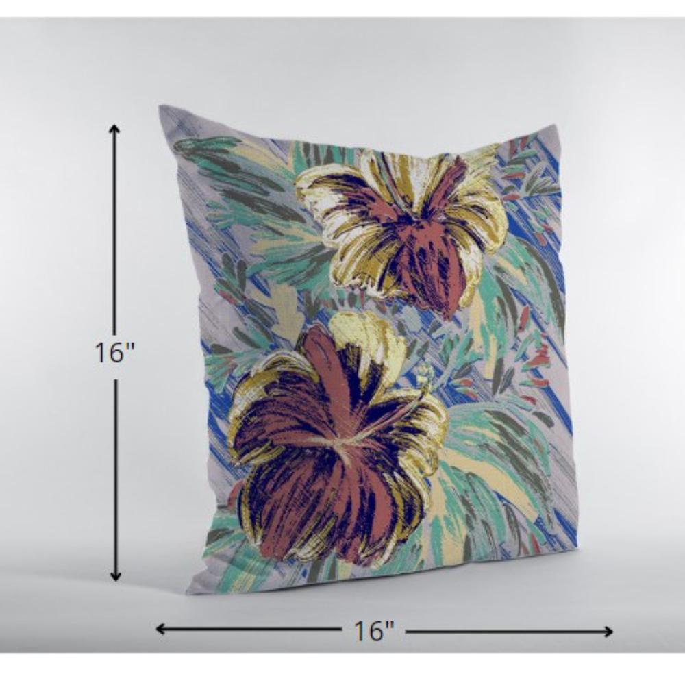 16” Terracotta Hibiscus Indoor Outdoor Zippered Throw Pillow. Picture 6