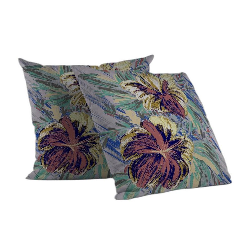 16” Terracotta Hibiscus Indoor Outdoor Zippered Throw Pillow. Picture 1